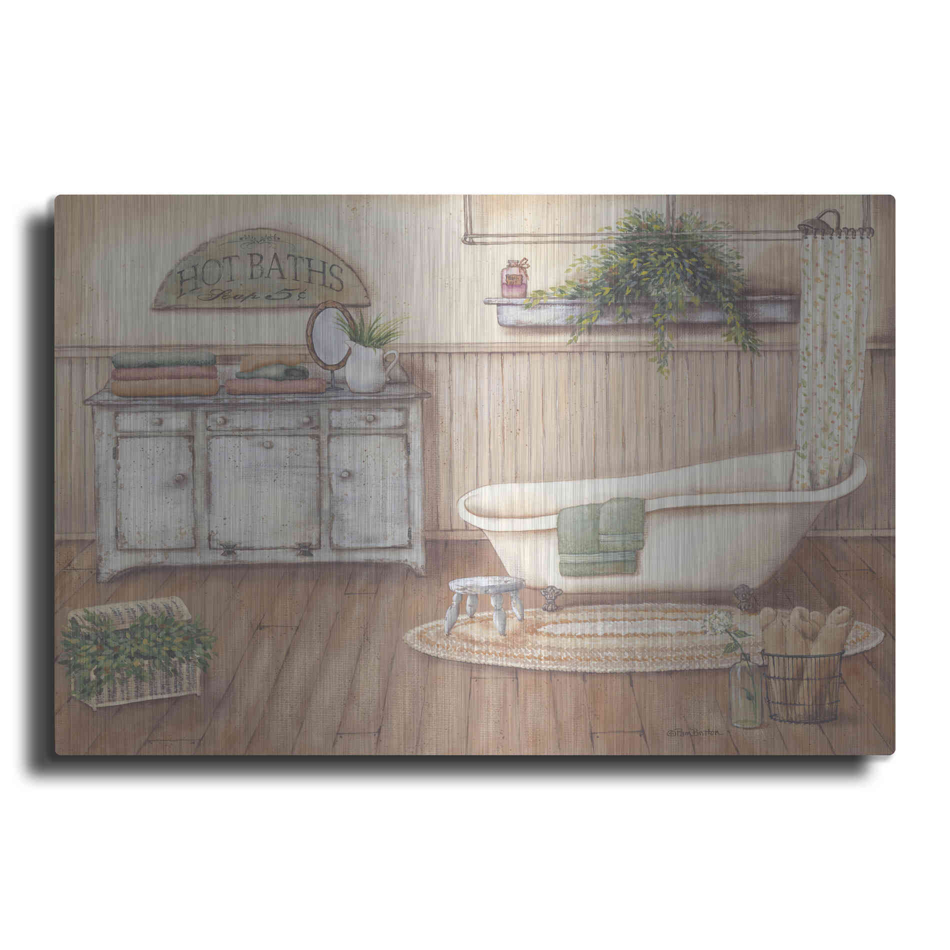 Luxe Metal Art 'Vintage Bath I' by Pam Britton, Metal Wall Art