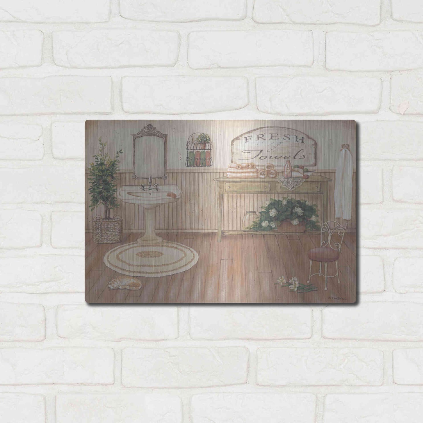 Luxe Metal Art 'Vintage Bath II' by Pam Britton, Metal Wall Art,16x12
