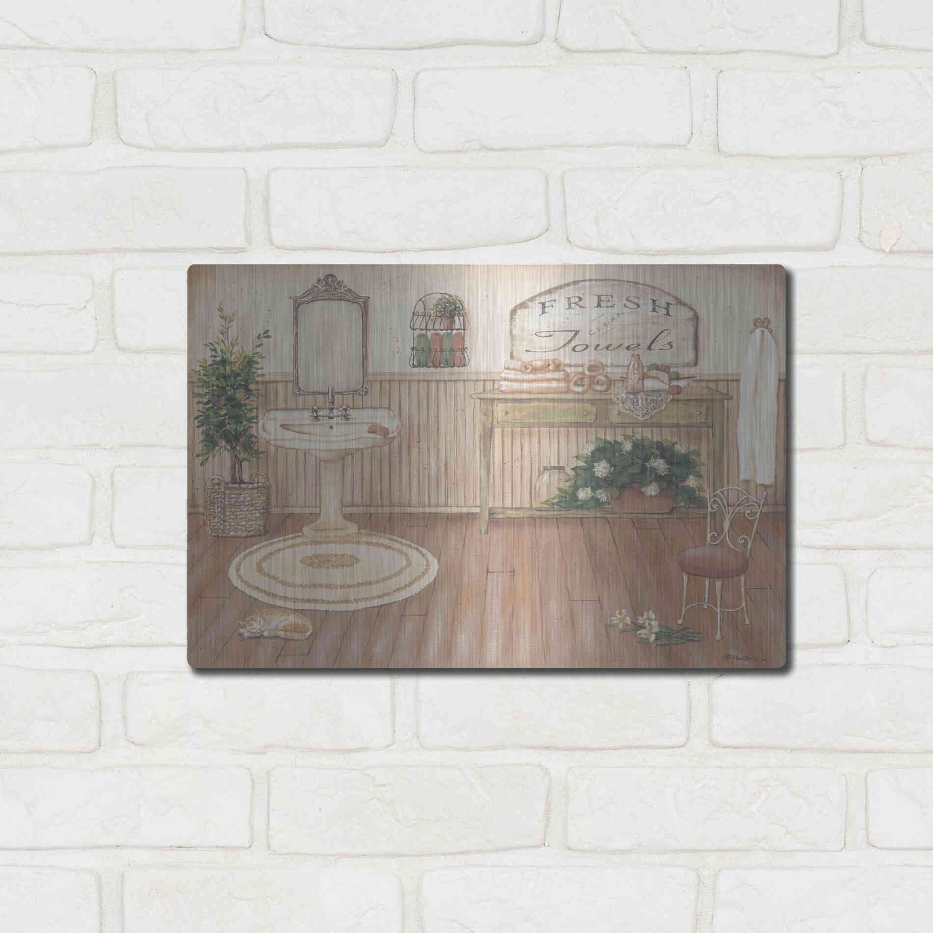 Luxe Metal Art 'Vintage Bath II' by Pam Britton, Metal Wall Art,16x12