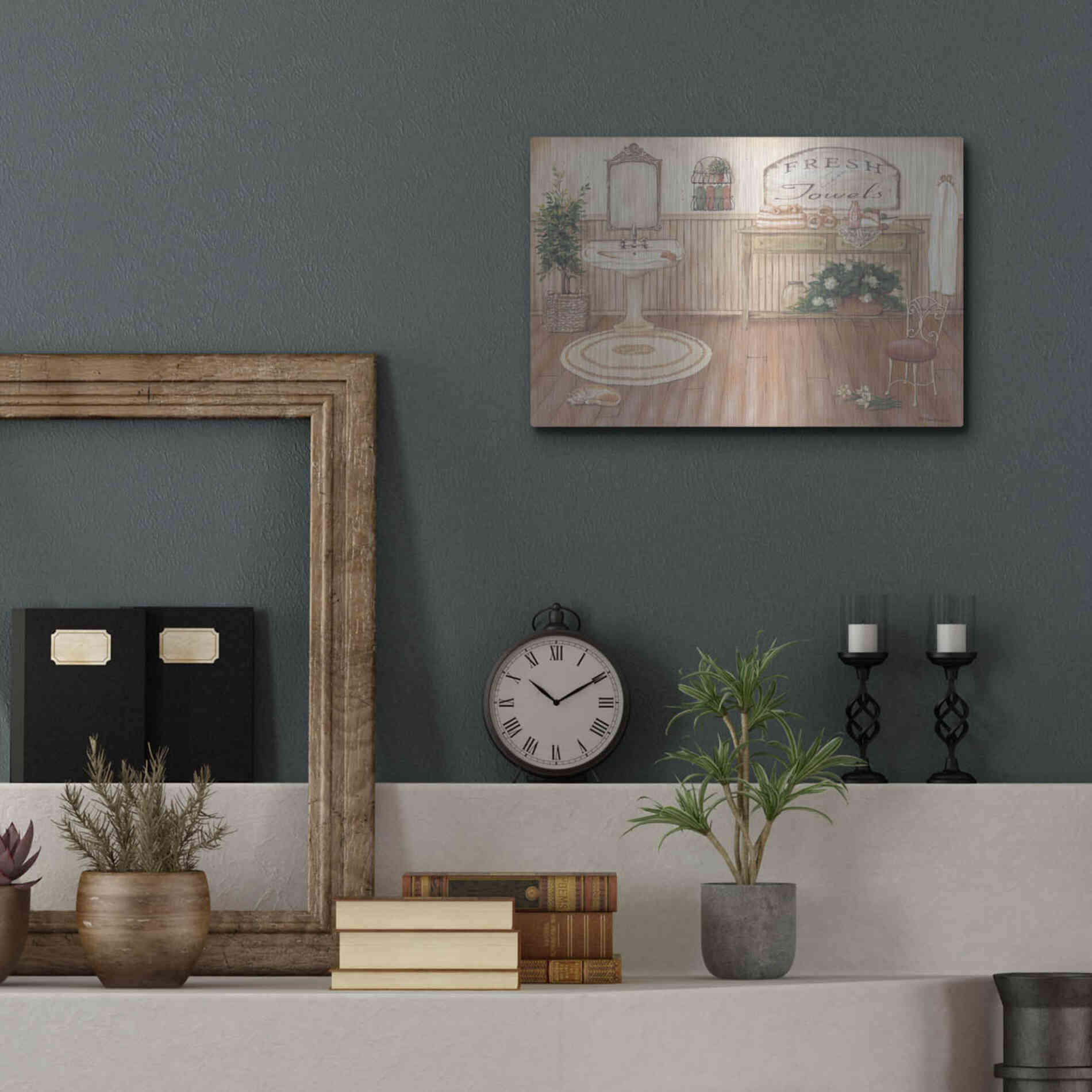 Luxe Metal Art 'Vintage Bath II' by Pam Britton, Metal Wall Art,16x12
