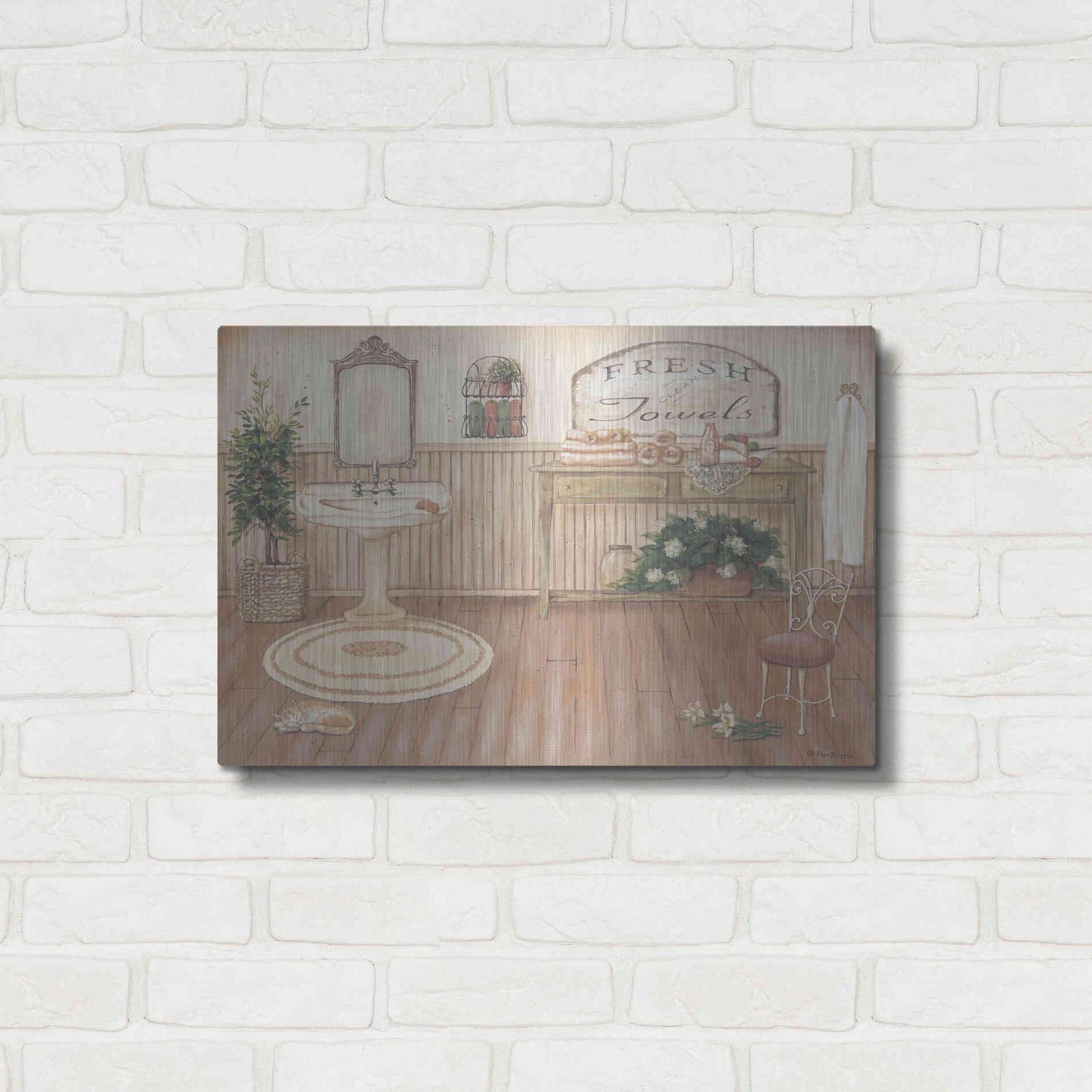 Luxe Metal Art 'Vintage Bath II' by Pam Britton, Metal Wall Art,24x16