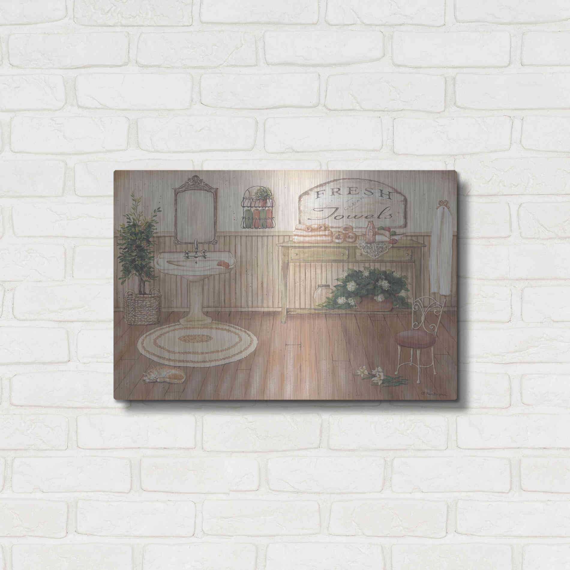 Luxe Metal Art 'Vintage Bath II' by Pam Britton, Metal Wall Art,24x16