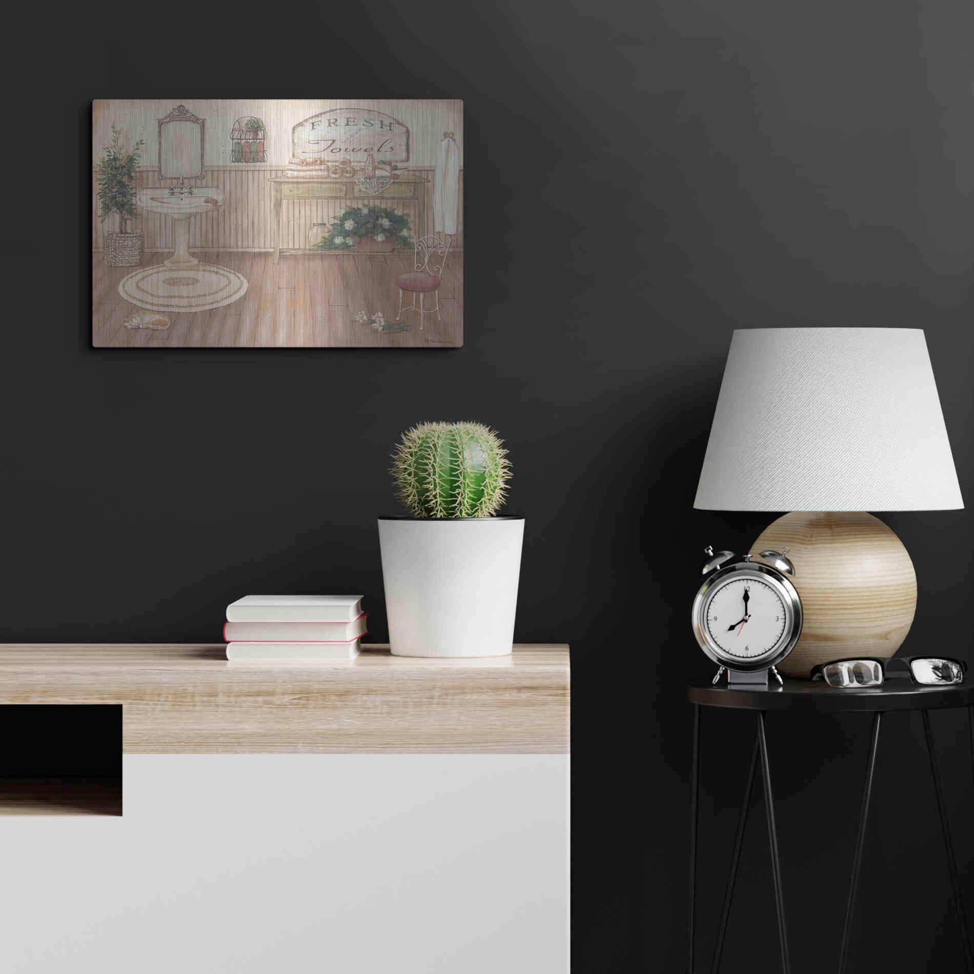 Luxe Metal Art 'Vintage Bath II' by Pam Britton, Metal Wall Art,24x16