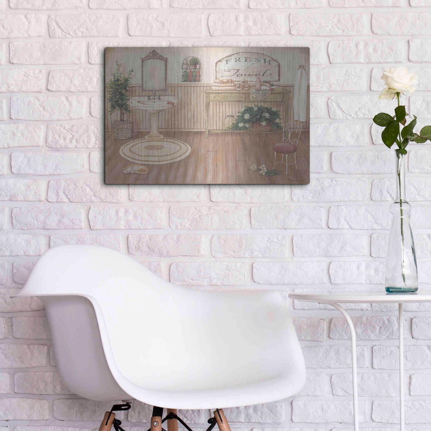Luxe Metal Art 'Vintage Bath II' by Pam Britton, Metal Wall Art,24x16