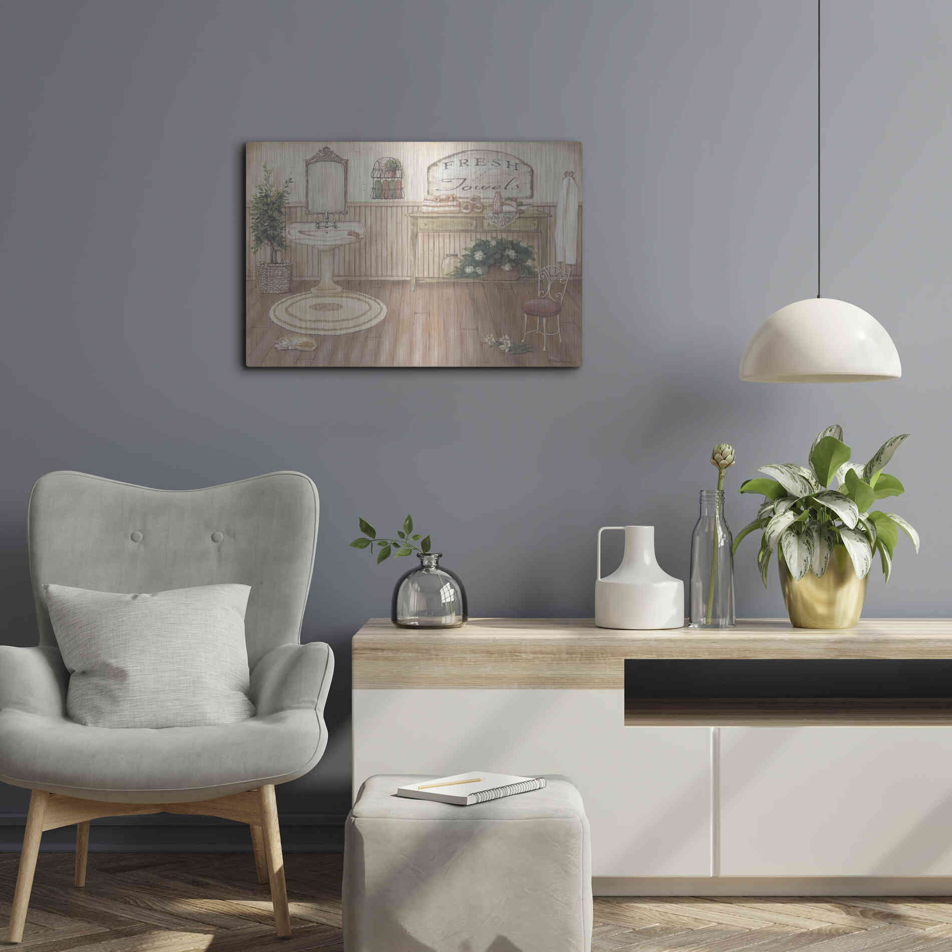 Luxe Metal Art 'Vintage Bath II' by Pam Britton, Metal Wall Art,24x16