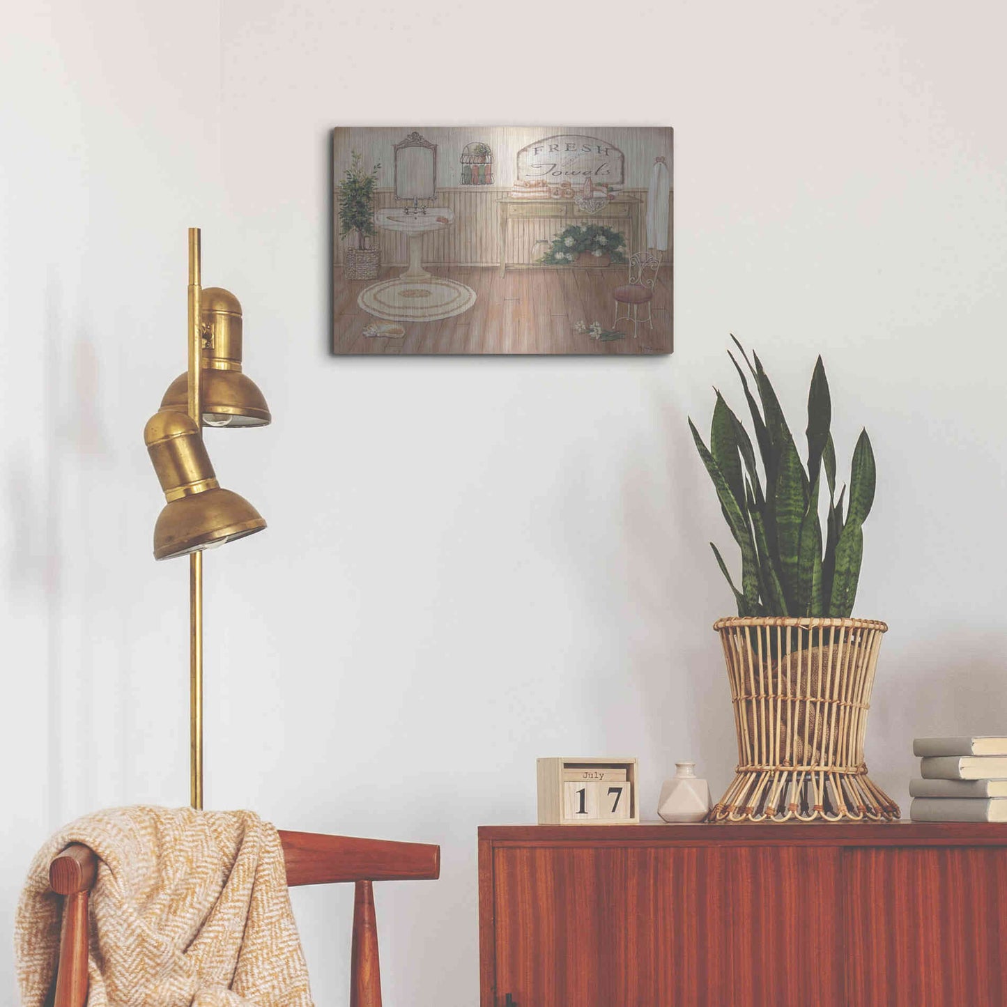 Luxe Metal Art 'Vintage Bath II' by Pam Britton, Metal Wall Art,24x16