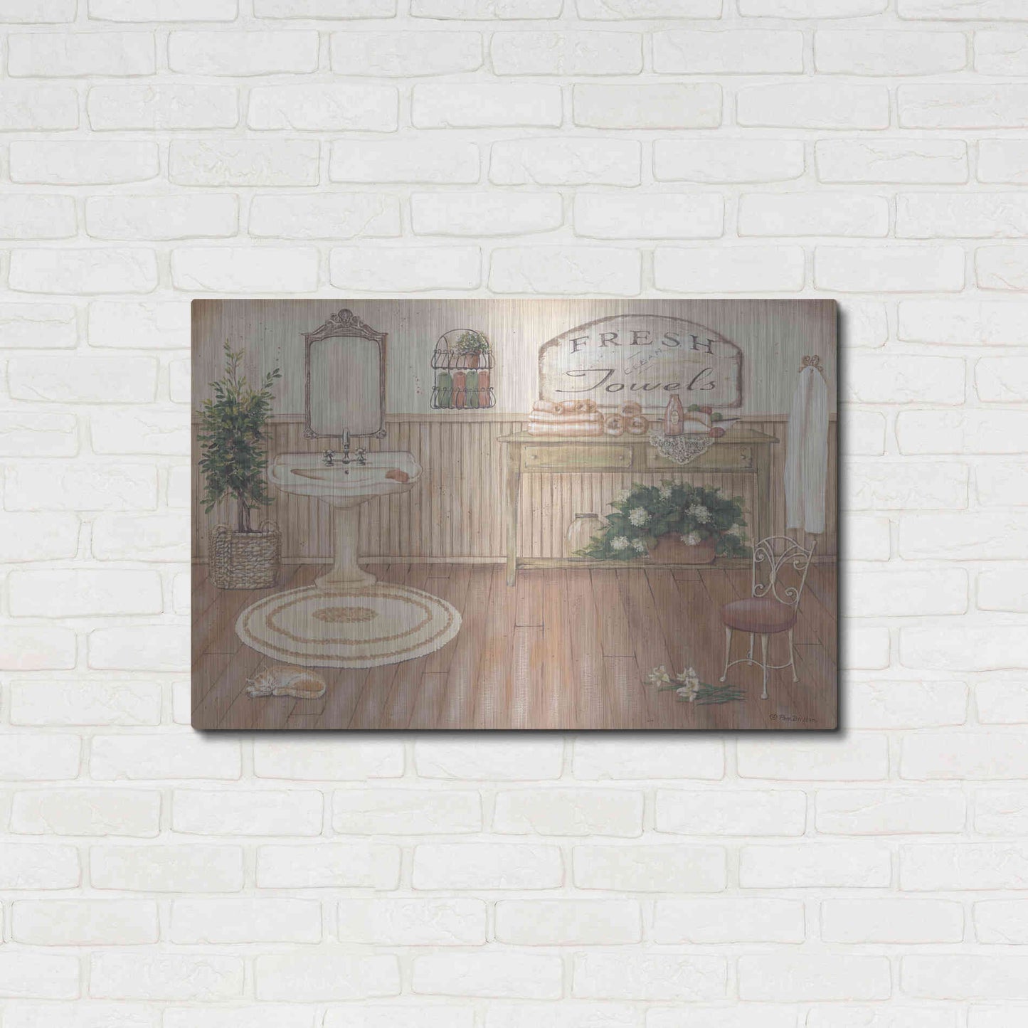 Luxe Metal Art 'Vintage Bath II' by Pam Britton, Metal Wall Art,36x24