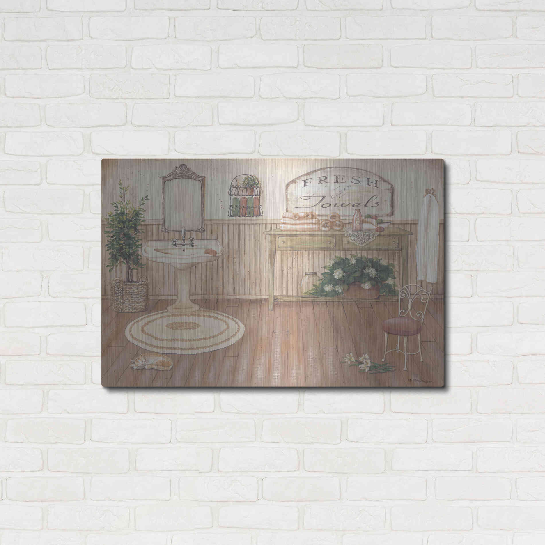 Luxe Metal Art 'Vintage Bath II' by Pam Britton, Metal Wall Art,36x24