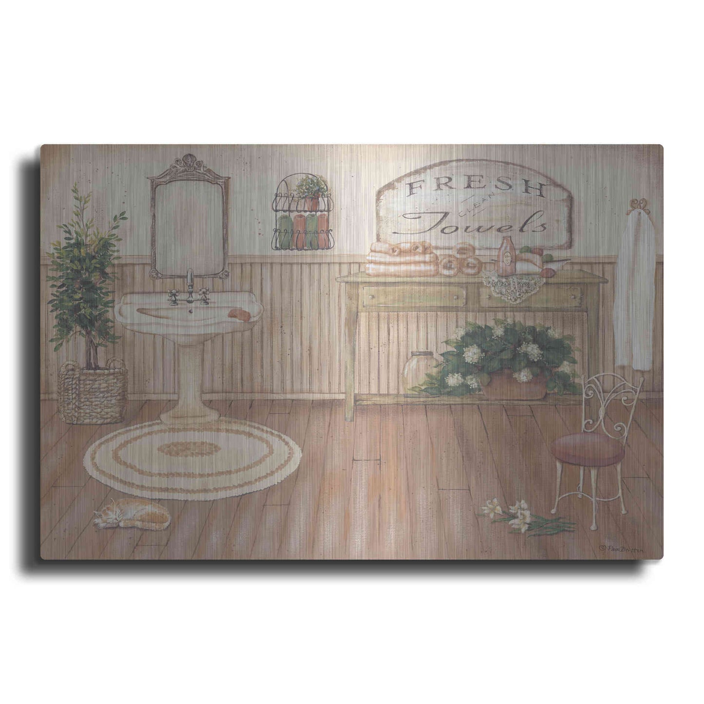 Luxe Metal Art 'Vintage Bath II' by Pam Britton, Metal Wall Art