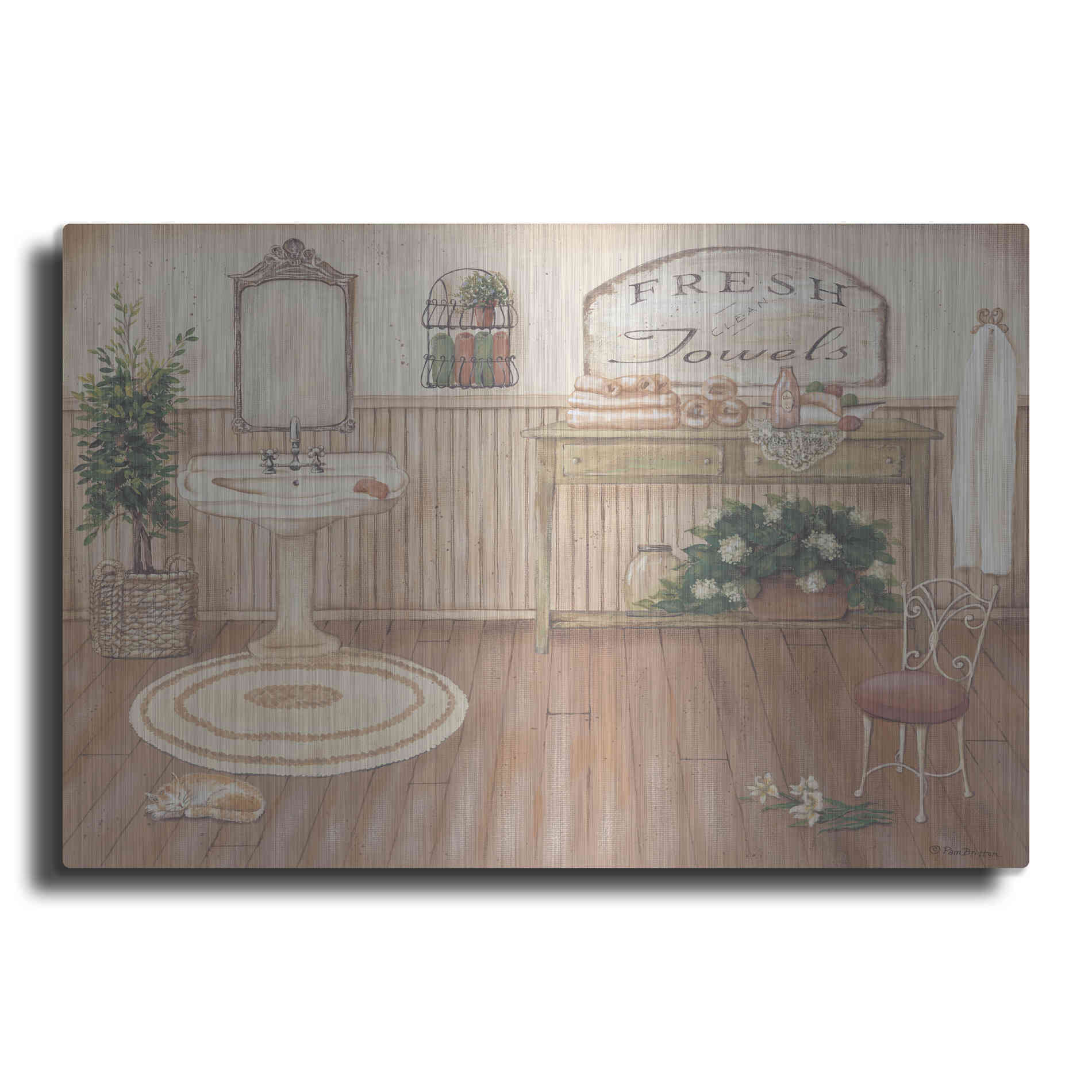 Luxe Metal Art 'Vintage Bath II' by Pam Britton, Metal Wall Art