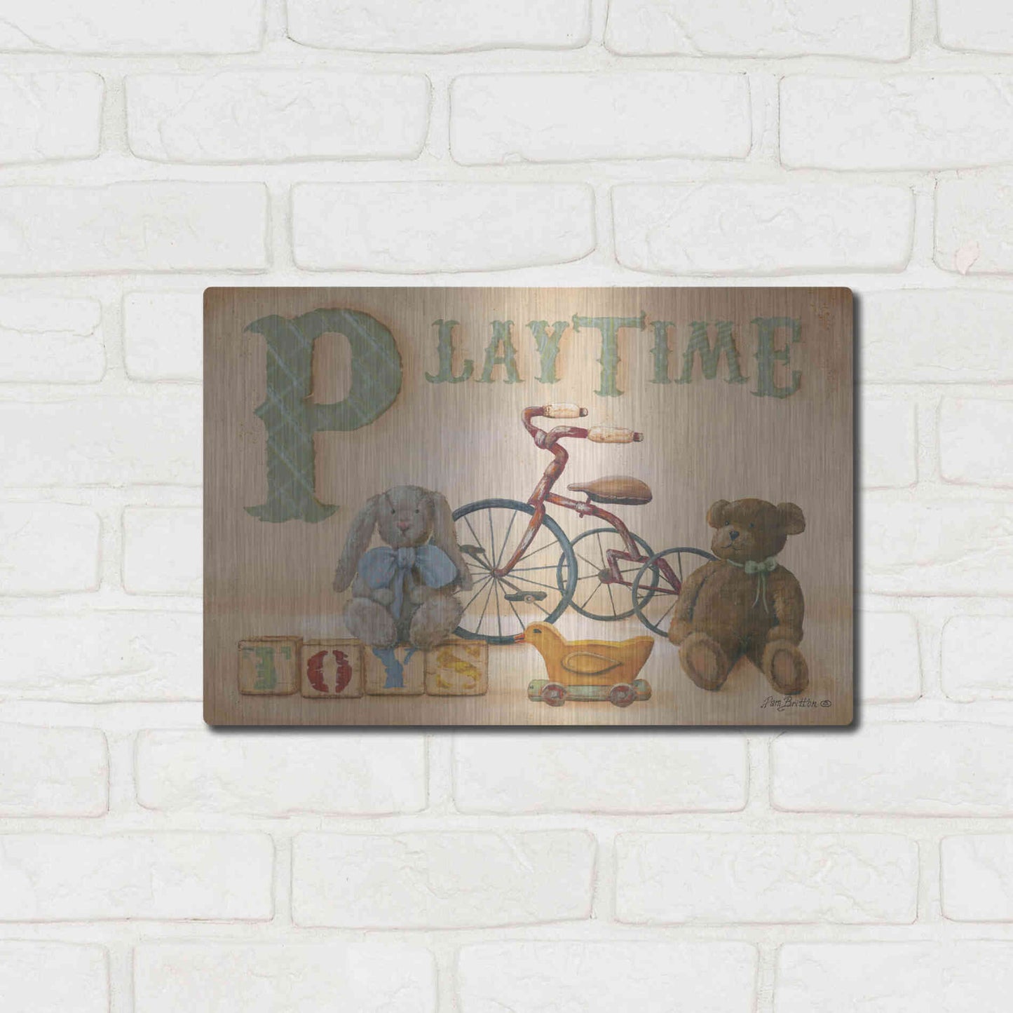 Luxe Metal Art 'Playtime' by Pam Britton, Metal Wall Art,16x12