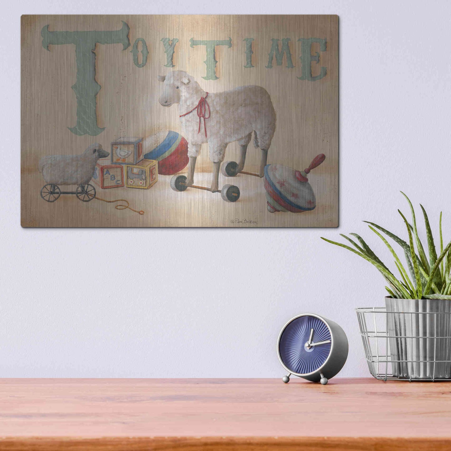 Luxe Metal Art 'Toytime' by Pam Britton, Metal Wall Art,16x12