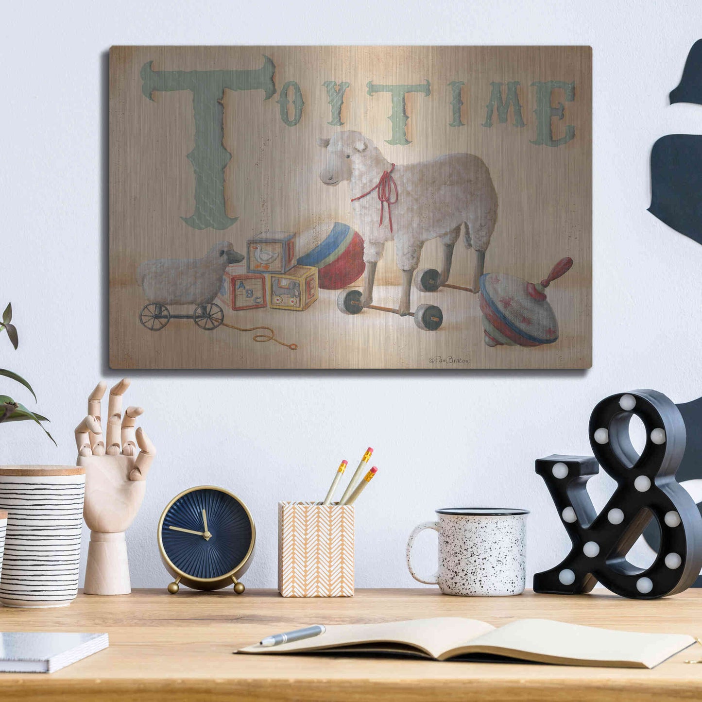Luxe Metal Art 'Toytime' by Pam Britton, Metal Wall Art,16x12