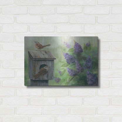 Luxe Metal Art 'Wrens & Lilacs' by Pam Britton, Metal Wall Art,24x16