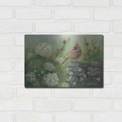 Luxe Metal Art 'Cardinal & Hydrangeas' by Pam Britton, Metal Wall Art,16x12