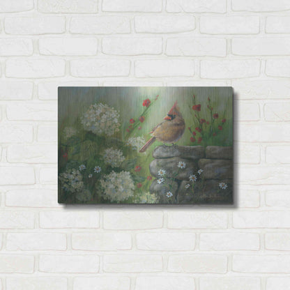 Luxe Metal Art 'Cardinal & Hydrangeas' by Pam Britton, Metal Wall Art,24x16