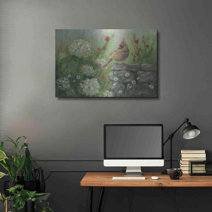 Luxe Metal Art 'Cardinal & Hydrangeas' by Pam Britton, Metal Wall Art,36x24