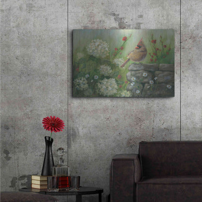 Luxe Metal Art 'Cardinal & Hydrangeas' by Pam Britton, Metal Wall Art,36x24