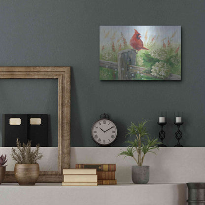 Luxe Metal Art 'Cardinal on Fence' by Pam Britton, Metal Wall Art,16x12