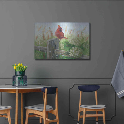 Luxe Metal Art 'Cardinal on Fence' by Pam Britton, Metal Wall Art,36x24