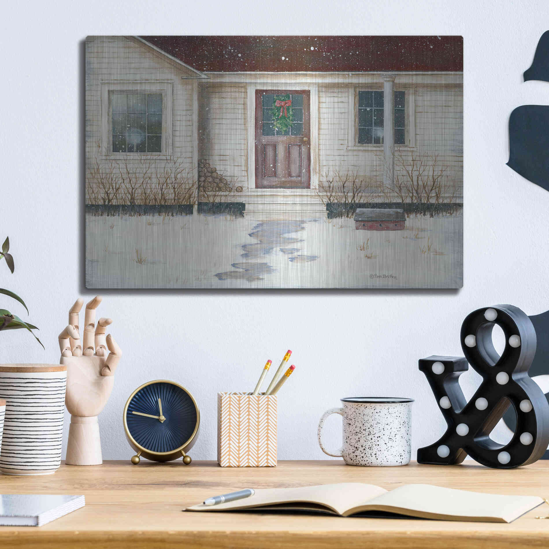 Luxe Metal Art 'Home Place Welcome' by Pam Britton, Metal Wall Art,16x12