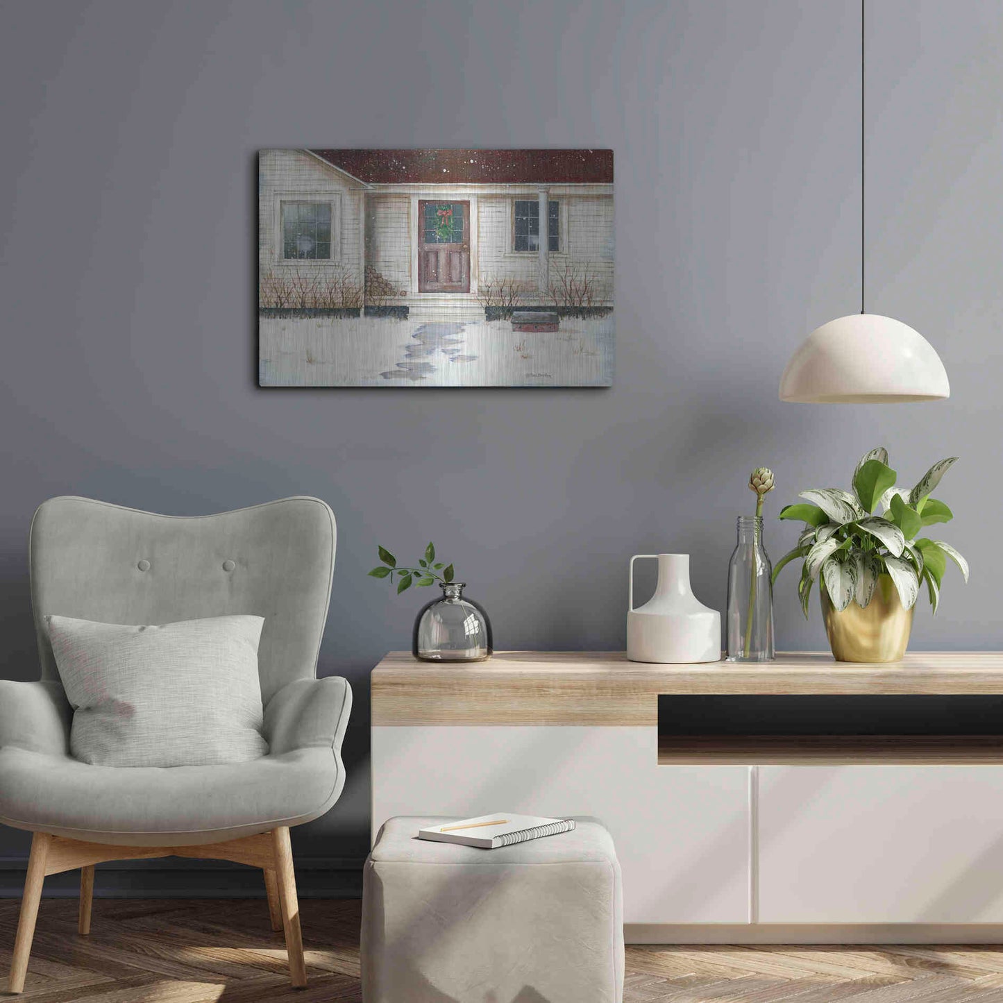 Luxe Metal Art 'Home Place Welcome' by Pam Britton, Metal Wall Art,24x16