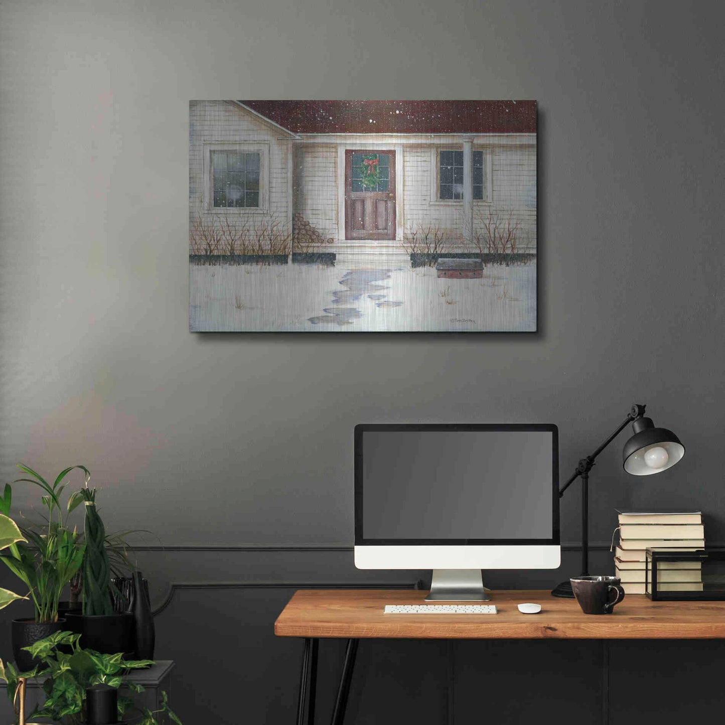 Luxe Metal Art 'Home Place Welcome' by Pam Britton, Metal Wall Art,36x24
