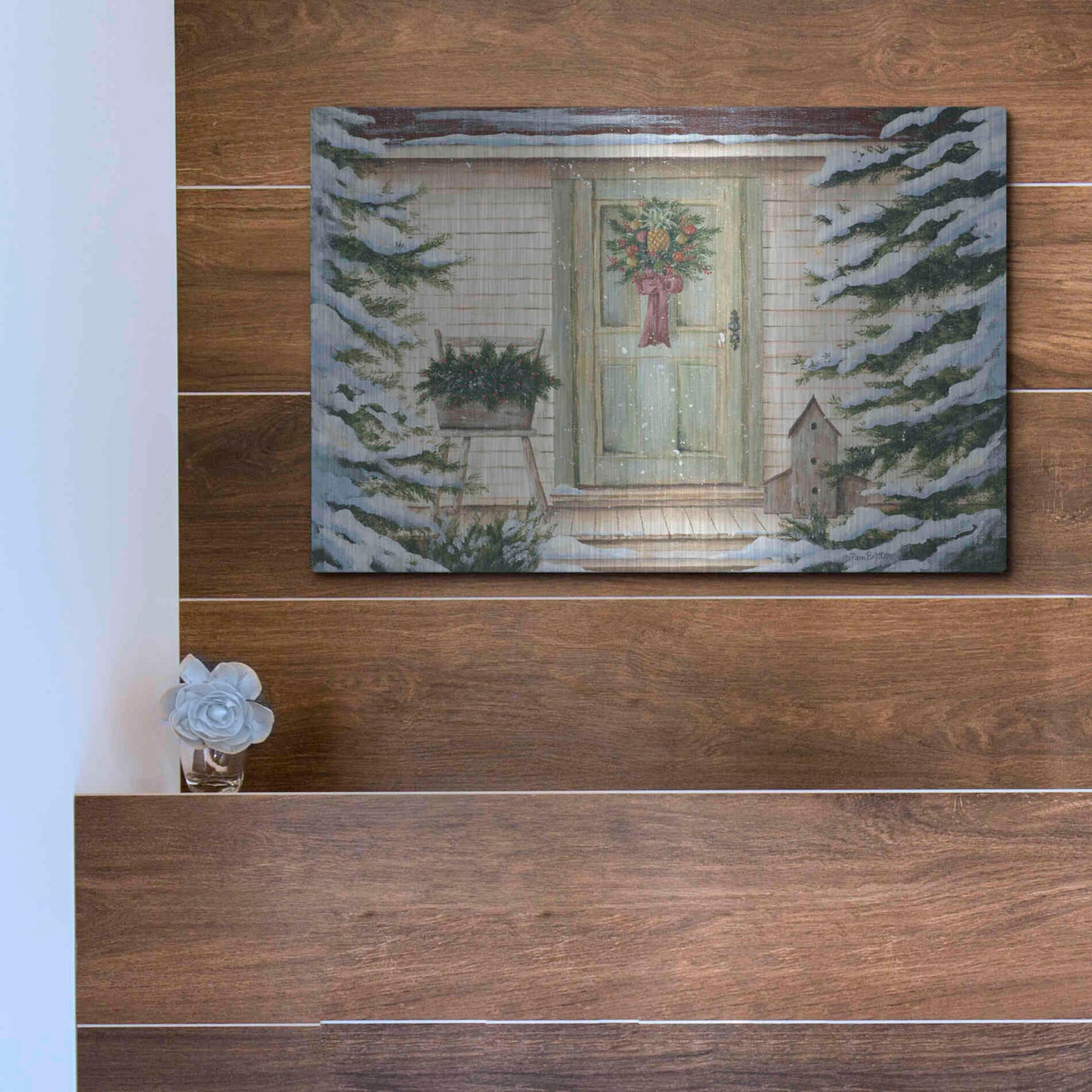 Luxe Metal Art 'Farmhouse Welcome' by Pam Britton, Metal Wall Art,16x12