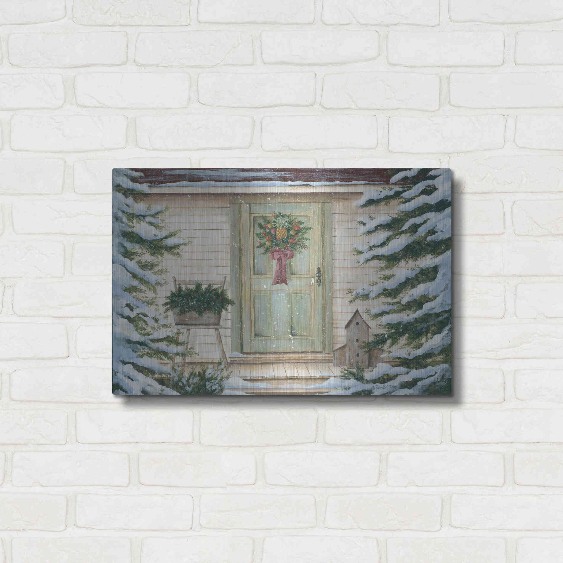 Luxe Metal Art 'Farmhouse Welcome' by Pam Britton, Metal Wall Art,24x16