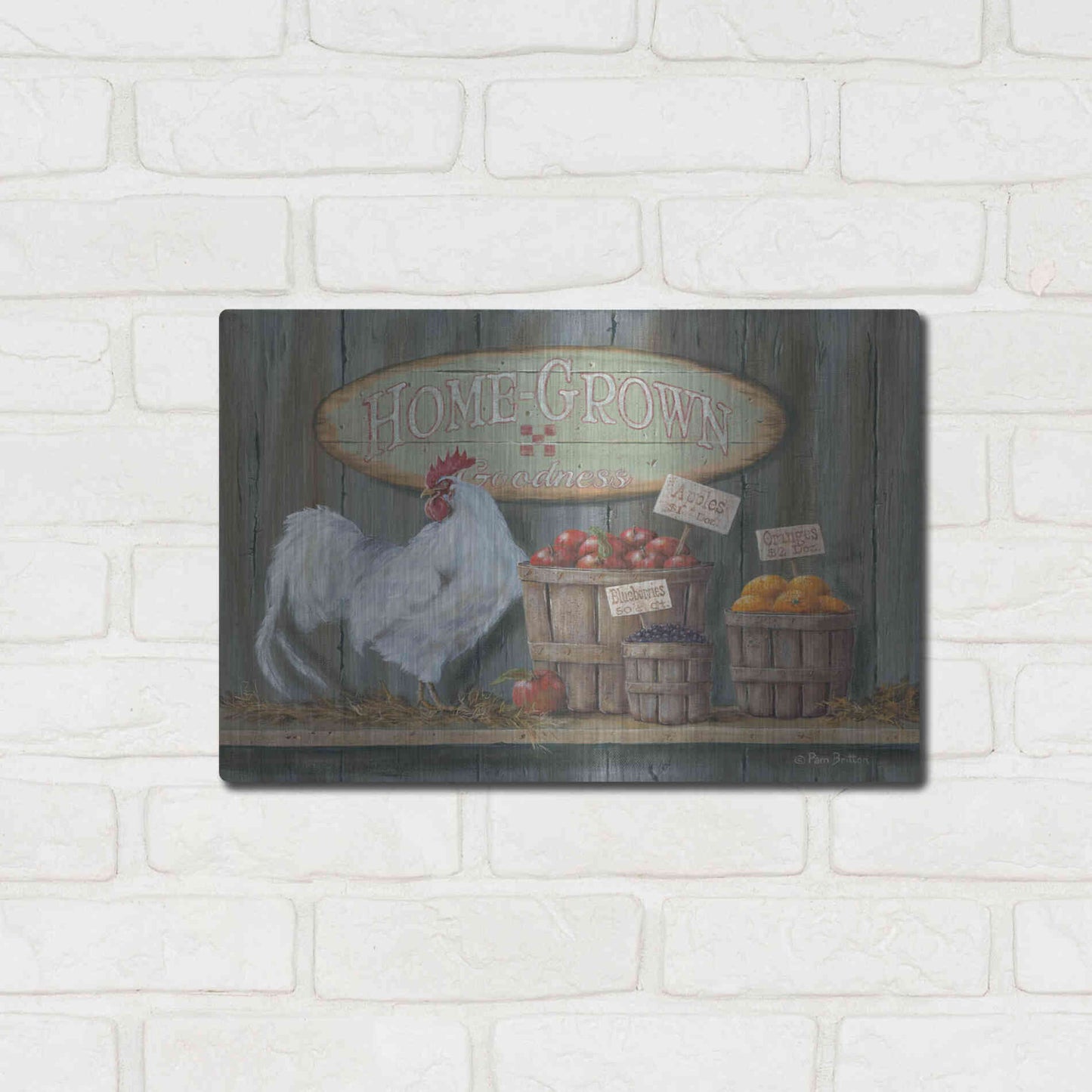 Luxe Metal Art 'Homegrown Goodness' by Pam Britton, Metal Wall Art,16x12