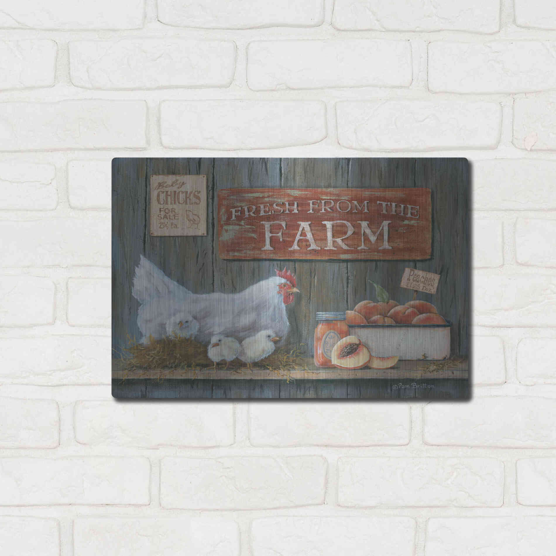 Luxe Metal Art 'Fresh from the Farm' by Pam Britton, Metal Wall Art,16x12