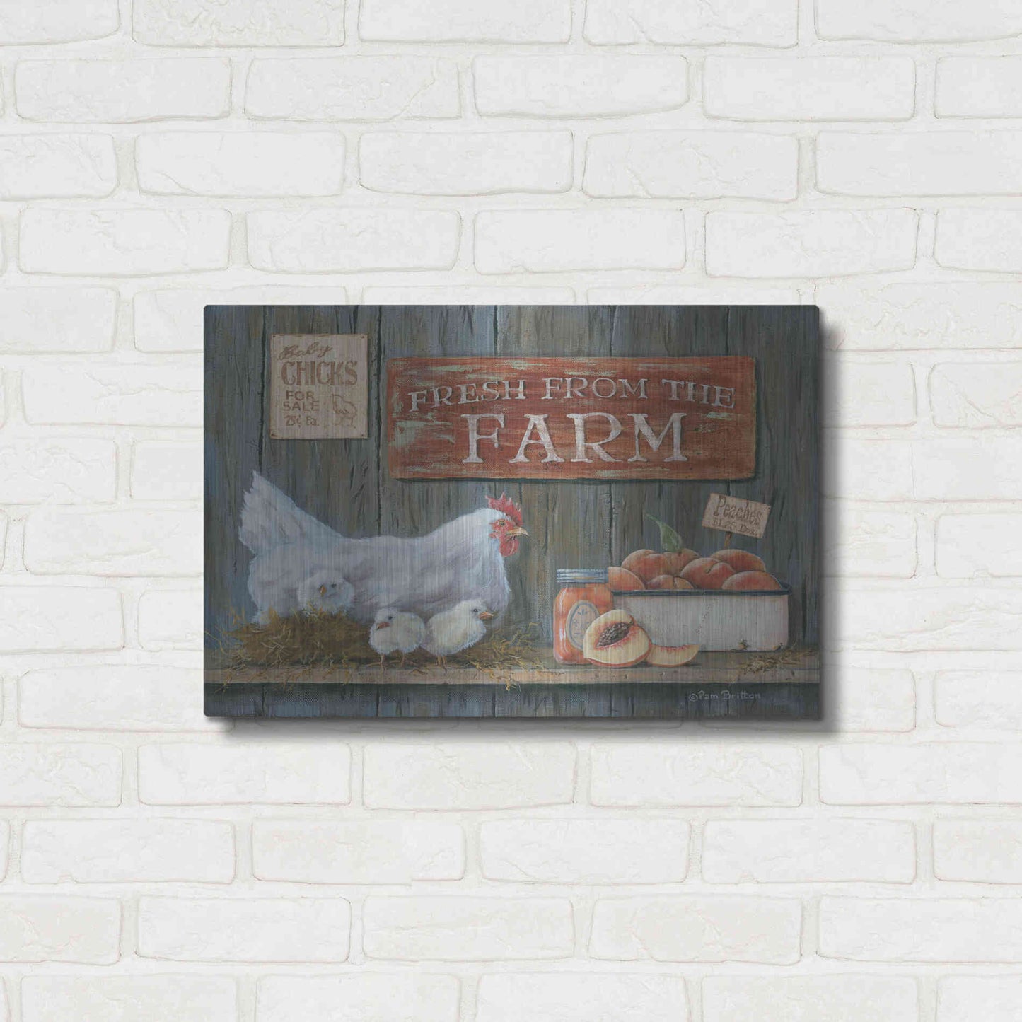 Luxe Metal Art 'Fresh from the Farm' by Pam Britton, Metal Wall Art,24x16