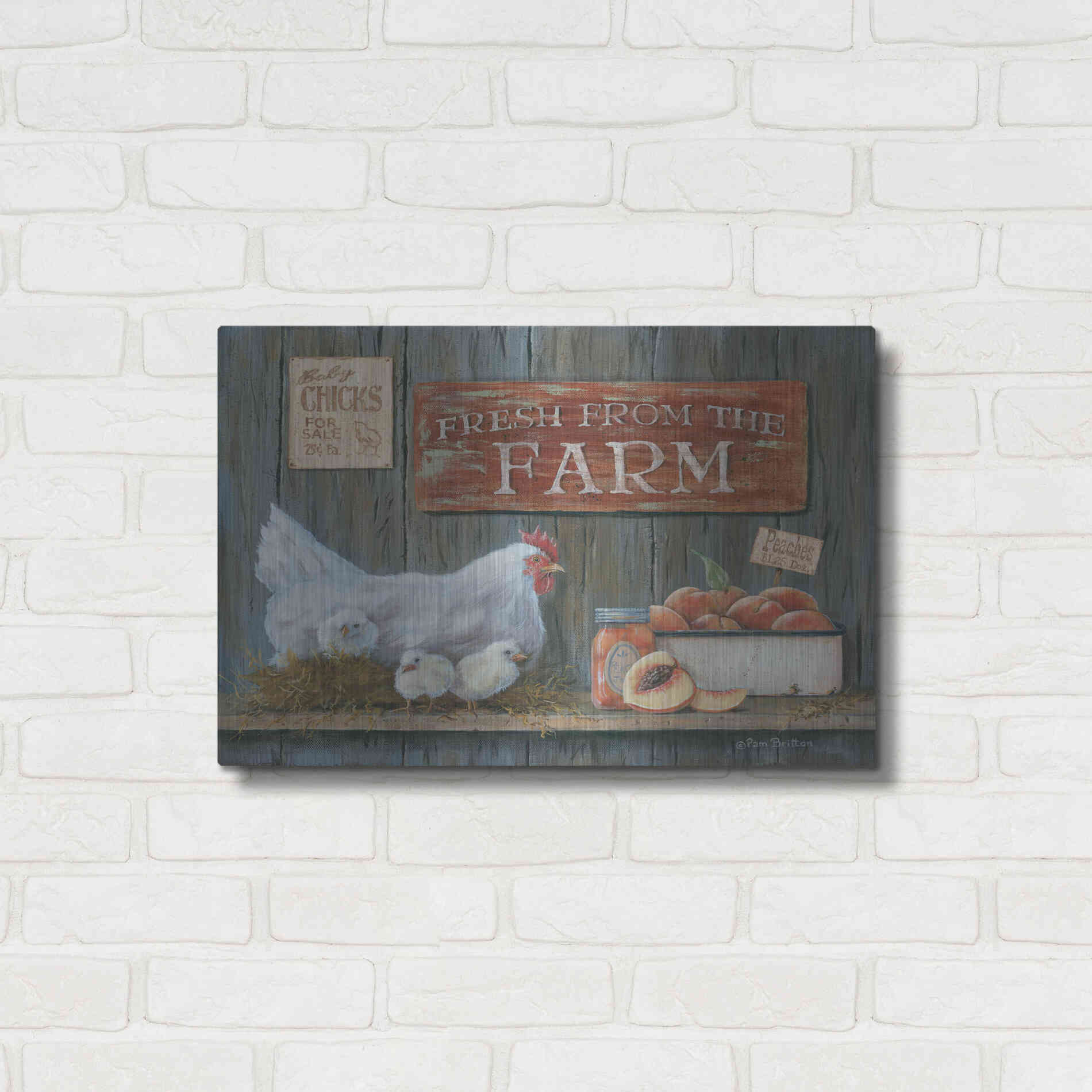 Luxe Metal Art 'Fresh from the Farm' by Pam Britton, Metal Wall Art,24x16