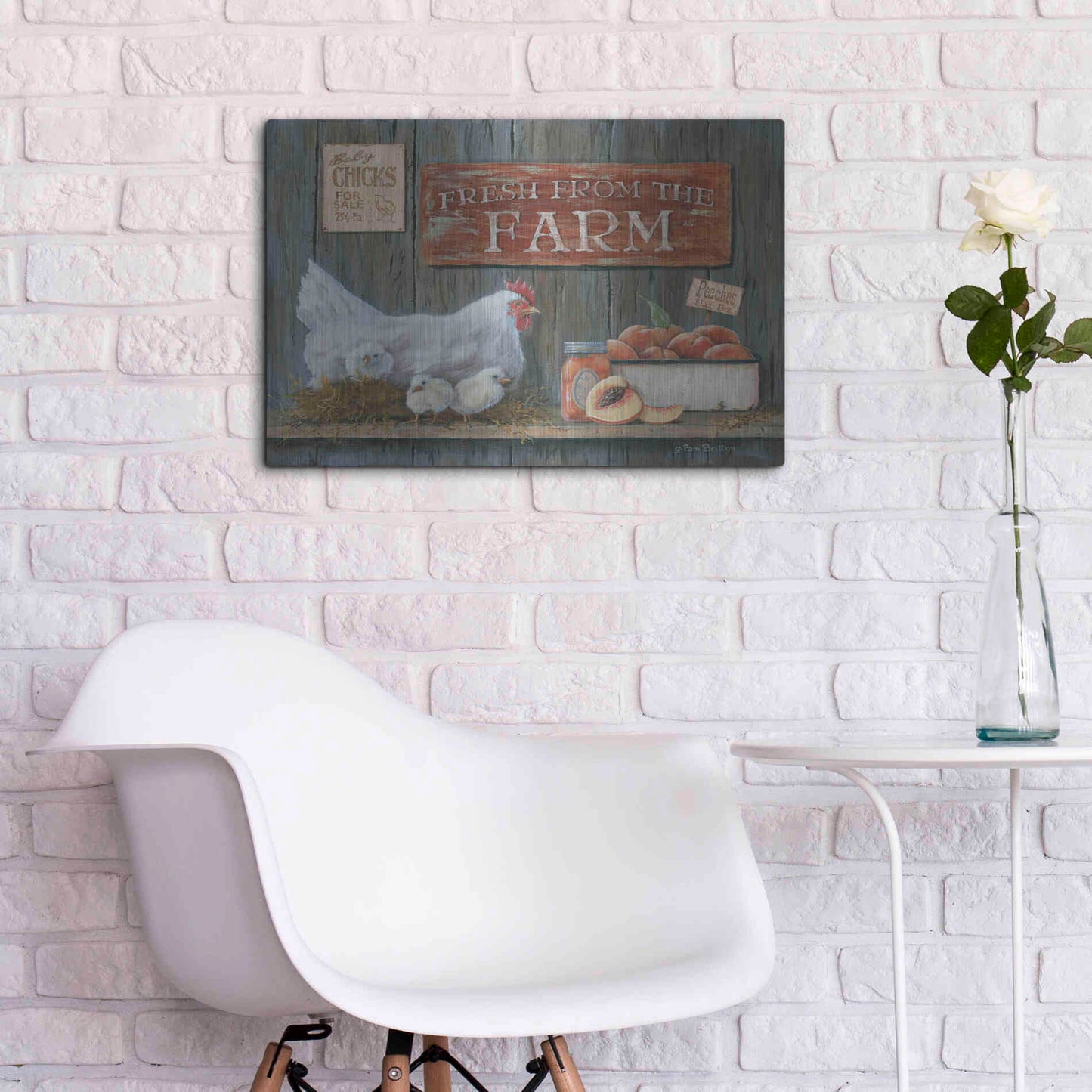 Luxe Metal Art 'Fresh from the Farm' by Pam Britton, Metal Wall Art,24x16