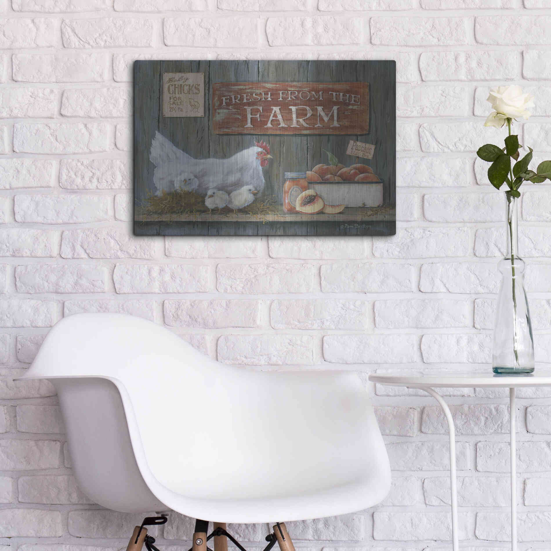 Luxe Metal Art 'Fresh from the Farm' by Pam Britton, Metal Wall Art,24x16