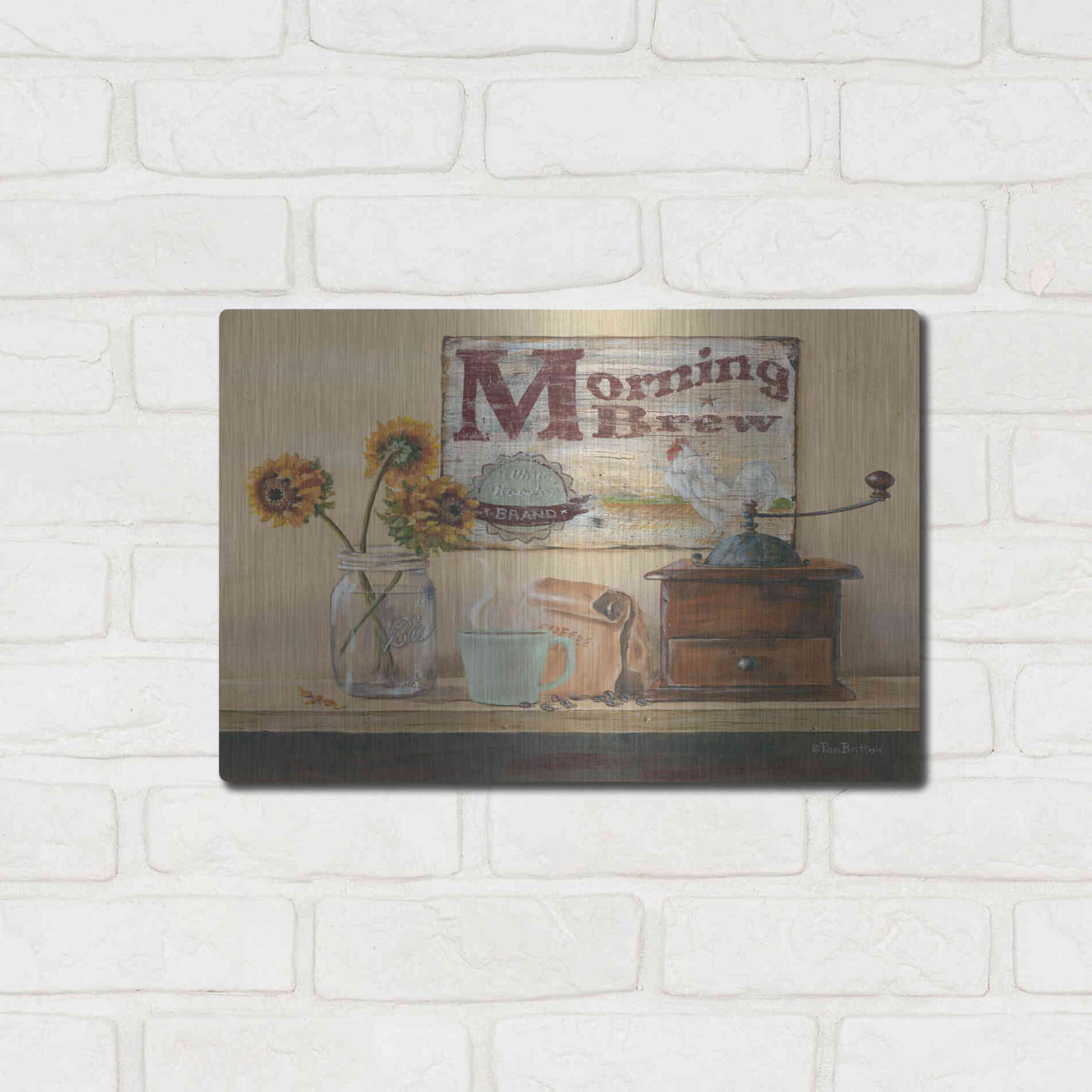 Luxe Metal Art 'Morning Brew' by Pam Britton, Metal Wall Art,16x12