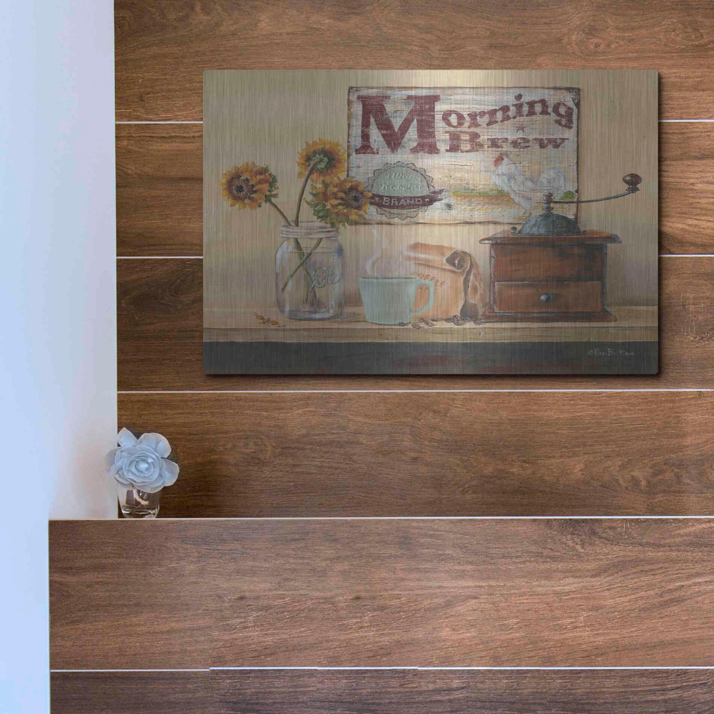 Luxe Metal Art 'Morning Brew' by Pam Britton, Metal Wall Art,16x12