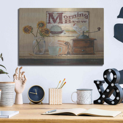 Luxe Metal Art 'Morning Brew' by Pam Britton, Metal Wall Art,16x12