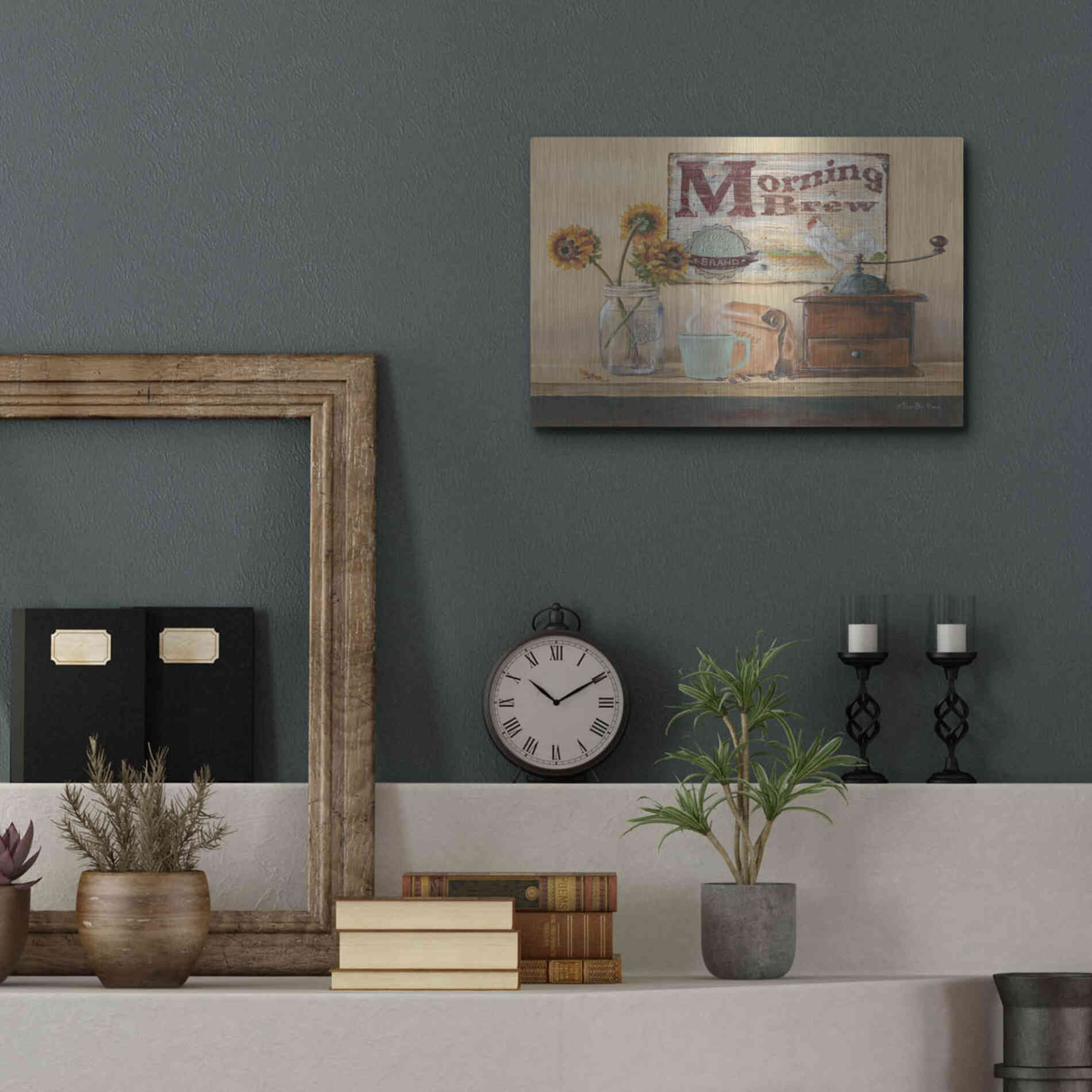 Luxe Metal Art 'Morning Brew' by Pam Britton, Metal Wall Art,16x12