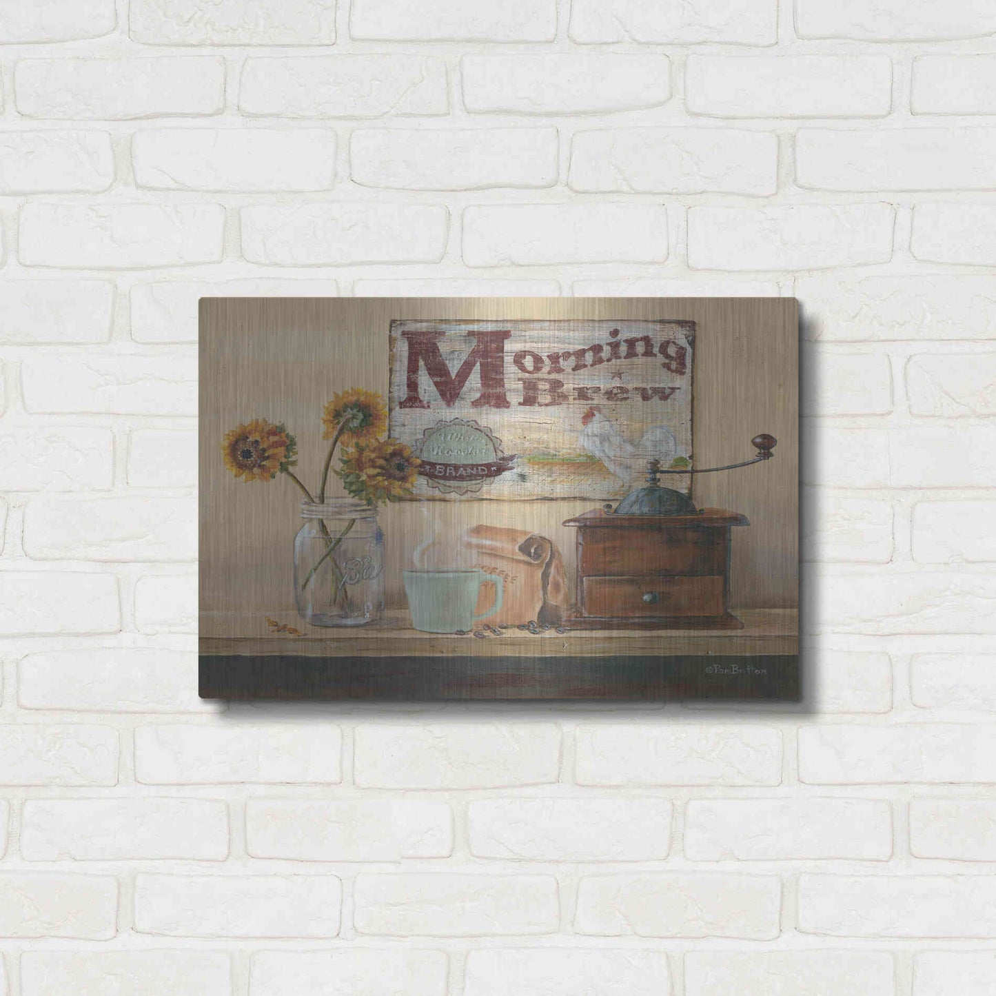 Luxe Metal Art 'Morning Brew' by Pam Britton, Metal Wall Art,24x16