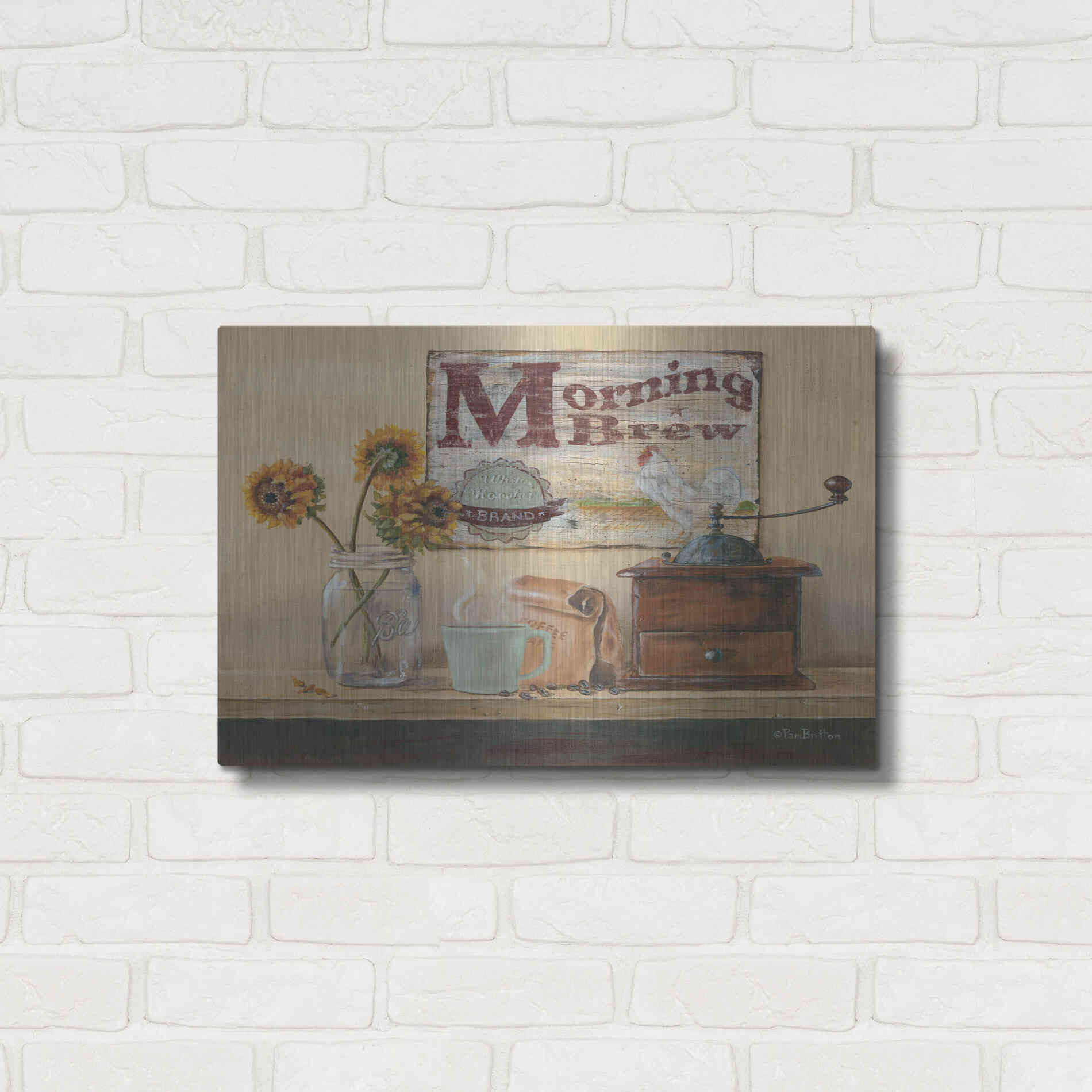 Luxe Metal Art 'Morning Brew' by Pam Britton, Metal Wall Art,24x16
