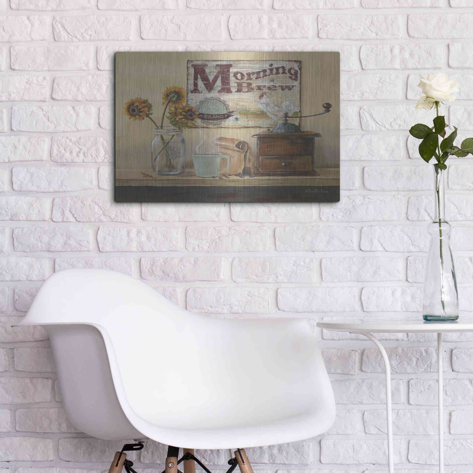 Luxe Metal Art 'Morning Brew' by Pam Britton, Metal Wall Art,24x16