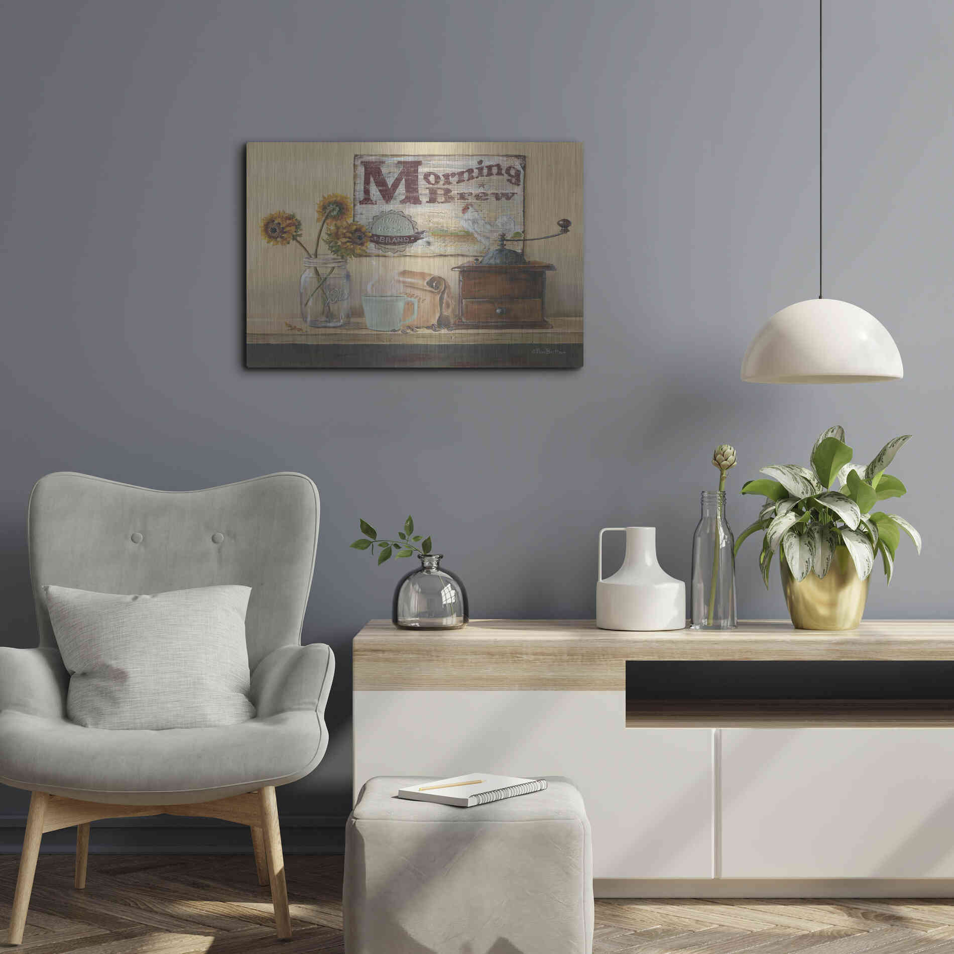 Luxe Metal Art 'Morning Brew' by Pam Britton, Metal Wall Art,24x16