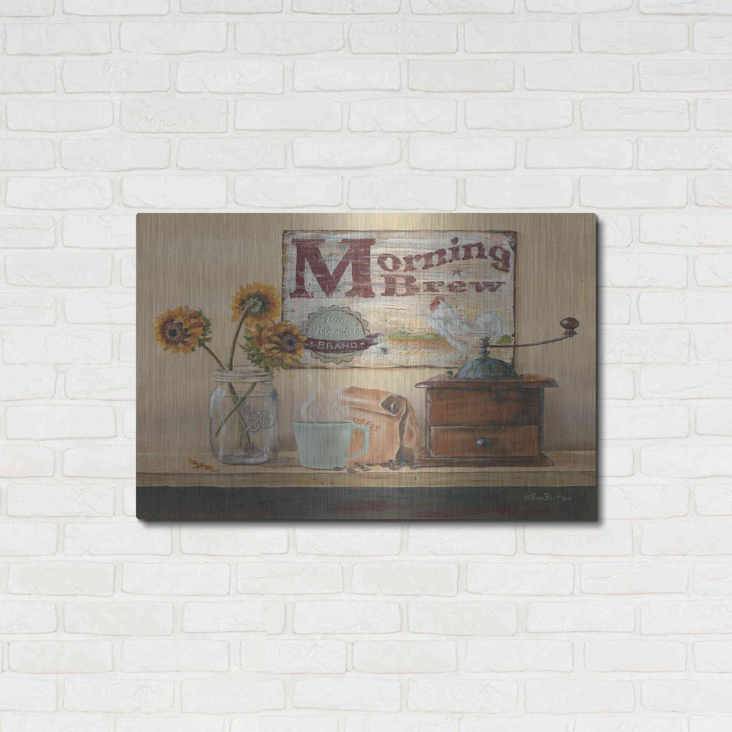 Luxe Metal Art 'Morning Brew' by Pam Britton, Metal Wall Art,36x24
