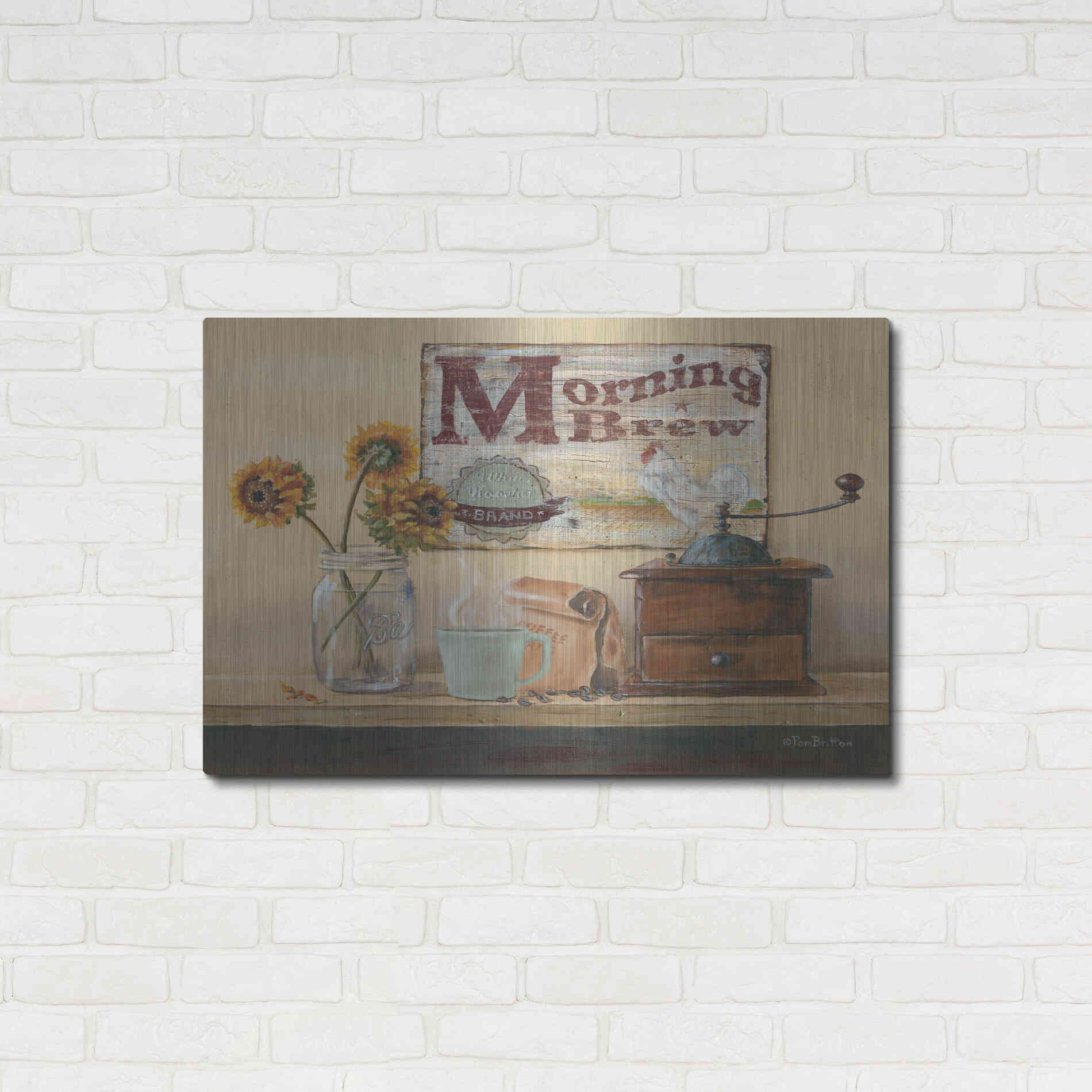 Luxe Metal Art 'Morning Brew' by Pam Britton, Metal Wall Art,36x24
