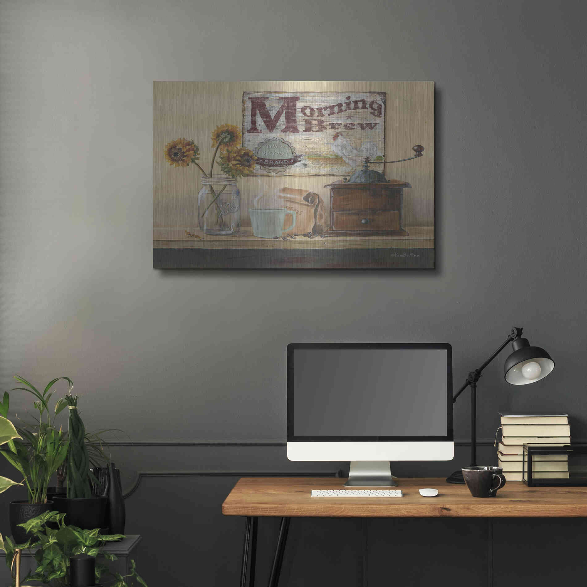 Luxe Metal Art 'Morning Brew' by Pam Britton, Metal Wall Art,36x24