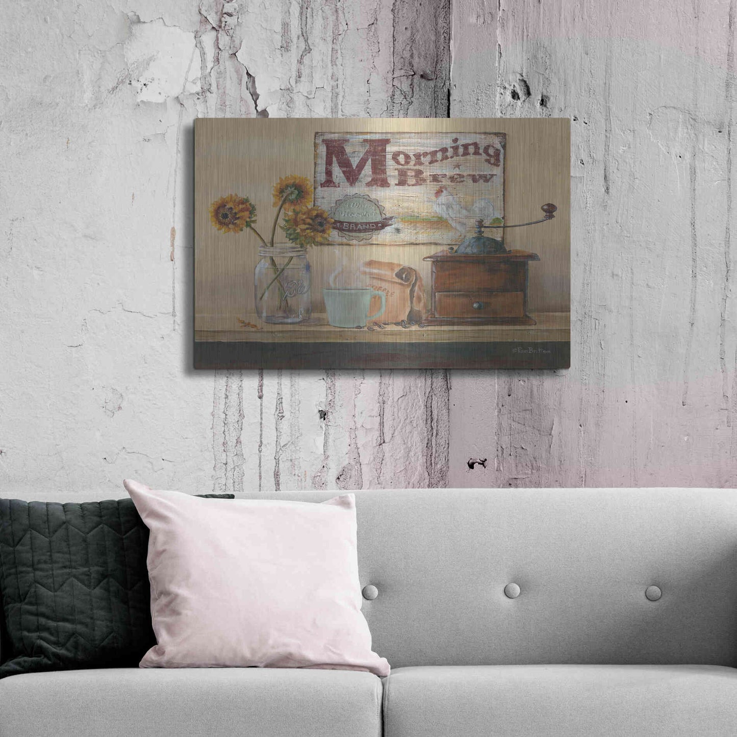 Luxe Metal Art 'Morning Brew' by Pam Britton, Metal Wall Art,36x24
