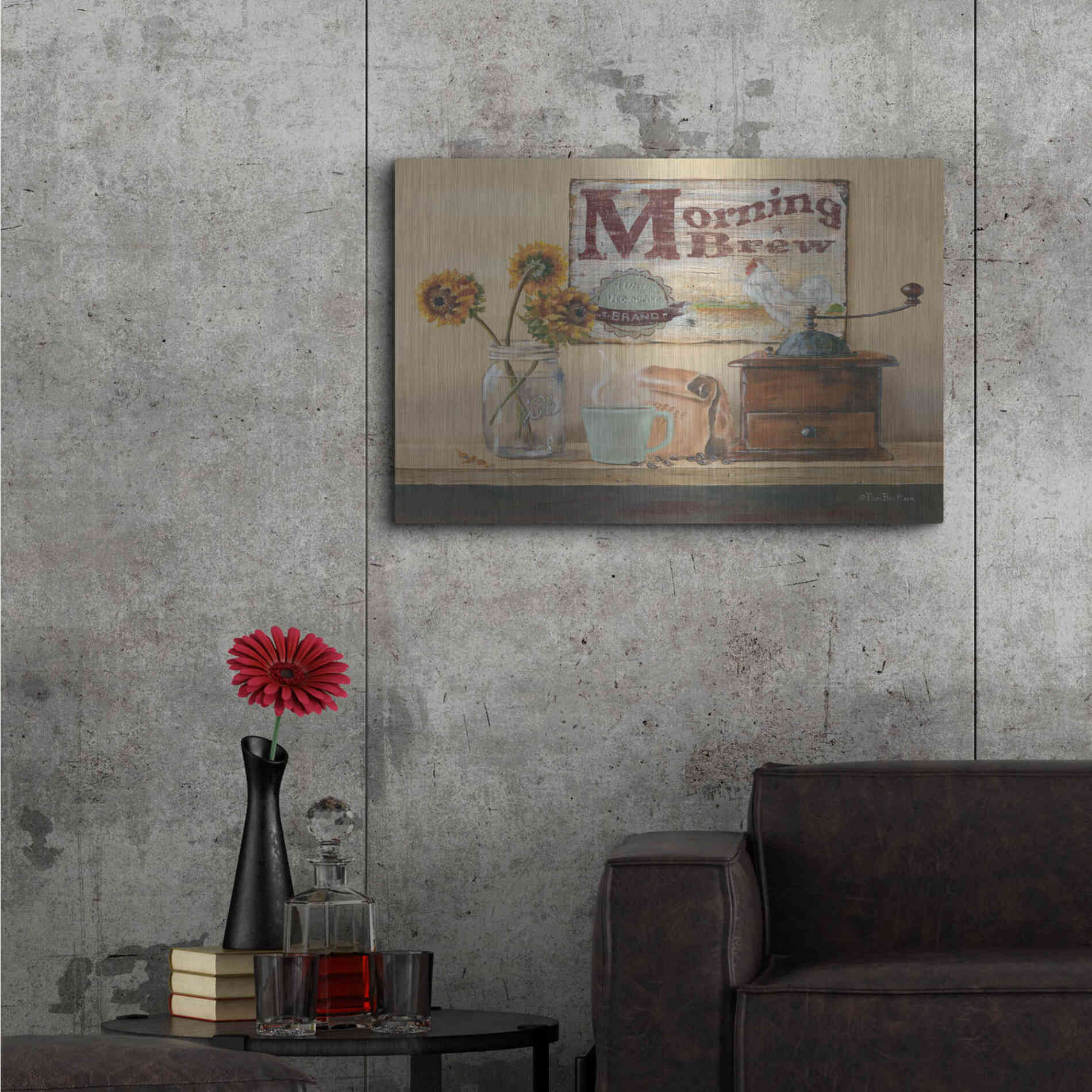 Luxe Metal Art 'Morning Brew' by Pam Britton, Metal Wall Art,36x24