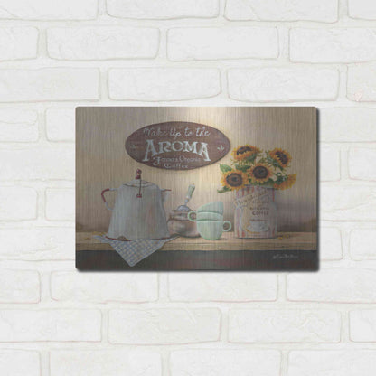 Luxe Metal Art 'Wake Up to the Aroma' by Pam Britton, Metal Wall Art,16x12