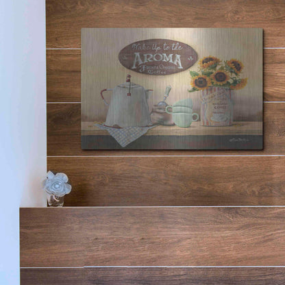 Luxe Metal Art 'Wake Up to the Aroma' by Pam Britton, Metal Wall Art,16x12
